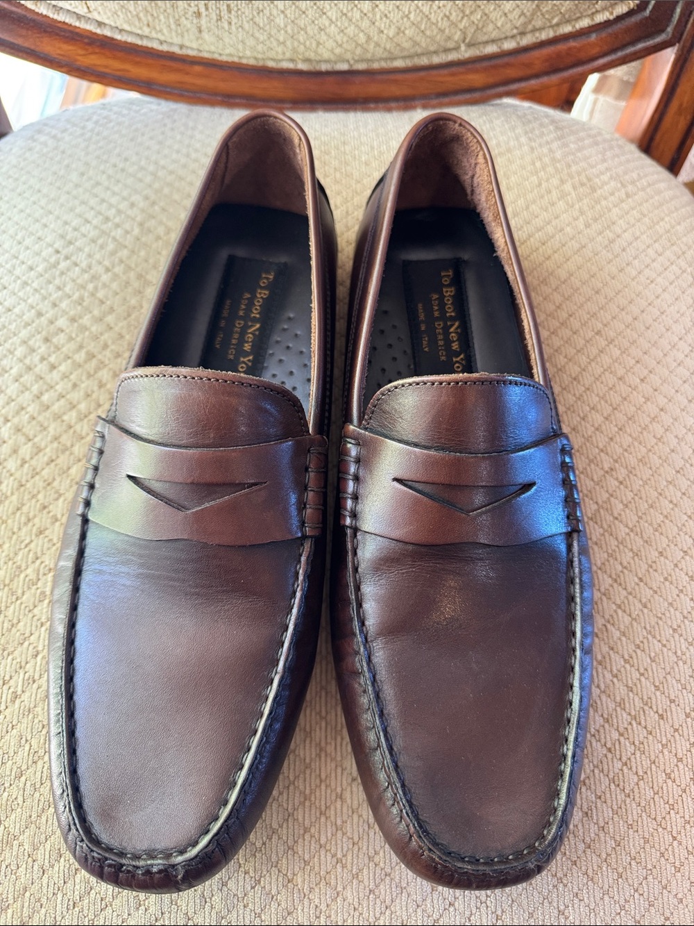 To Boot Men's Dark Brown Leather Penny Loafers. Made in Italy. Size 9. Very good